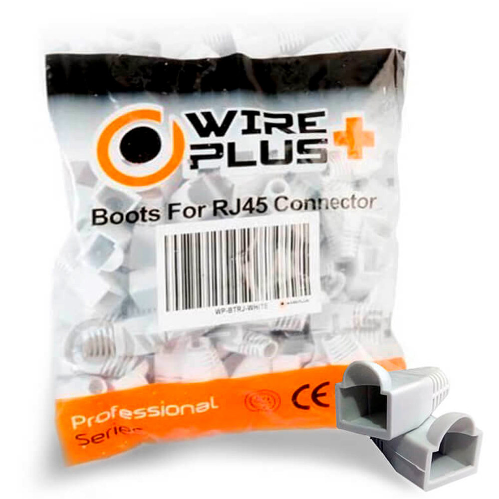 [WP-RJ45-BOOT-100-WHITE] Botas Protectoras Boots Rj45 Redes Paquete De 100 Blancas WIREPLUS+