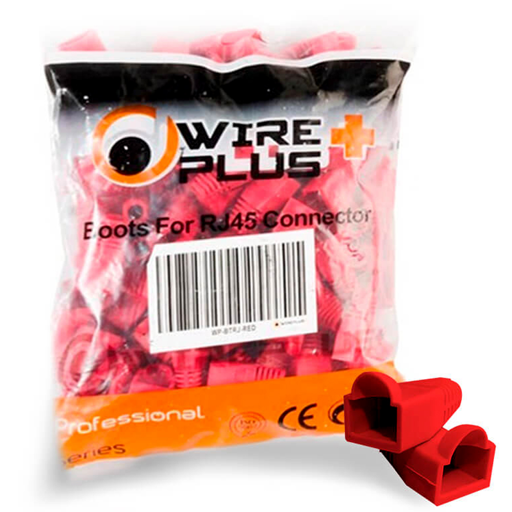 [WP-RJ45-BOOT-RED] Botas Protectoras Boots Rj45 Redes Paquete De 100 Rojas WIREPLUS+