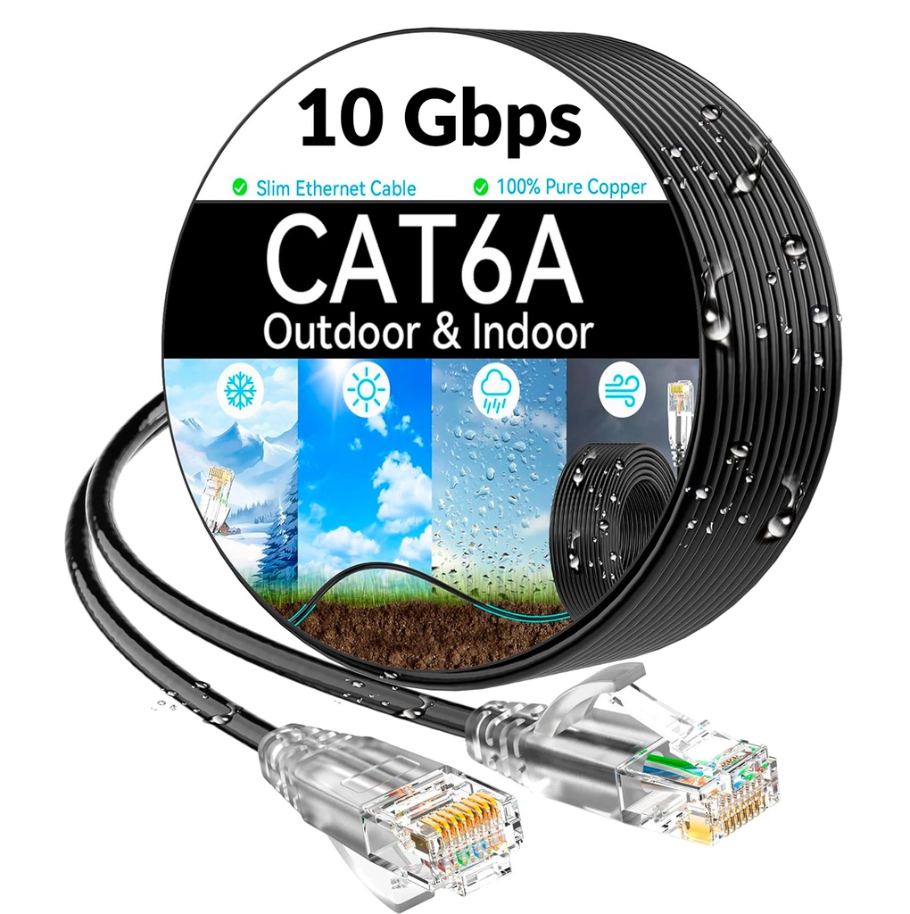 Patch Cord 10Gbps Cable de Red Cat 6A 0,60m 2ft  (3 Unidades)
