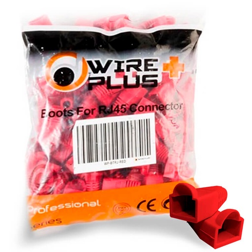 [WP-RJ45-BOOT-RED] Botas Protectoras Boots Rj45 Redes Paquete De 100 Rojas WIREPLUS+